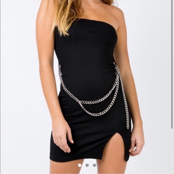 Motel Rocks Dresses & Skirts - NEW Motel silver chain black dress